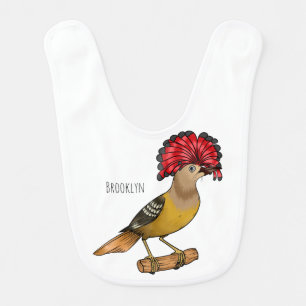 Royal flycatcher bird cartoon illustration baby bib