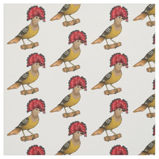 Royal flycatcher bird cartoon illustration  fabric