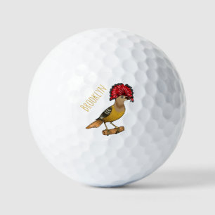 Royal flycatcher bird cartoon illustration golf balls