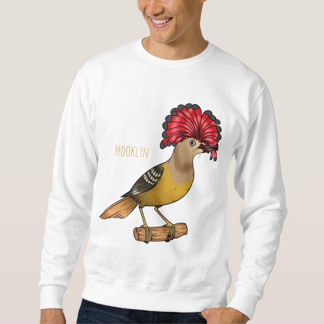 Royal flycatcher bird cartoon illustration sweatshirt (Front)