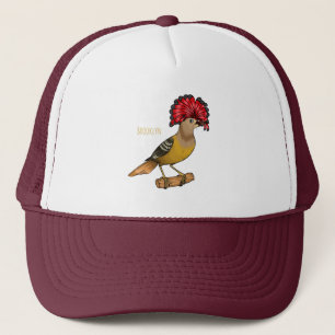 Royal flycatcher bird cartoon illustration trucker hat