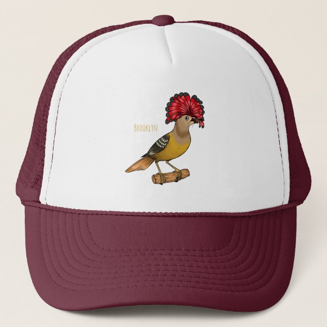 Royal flycatcher bird cartoon illustration  trucker hat (Front)