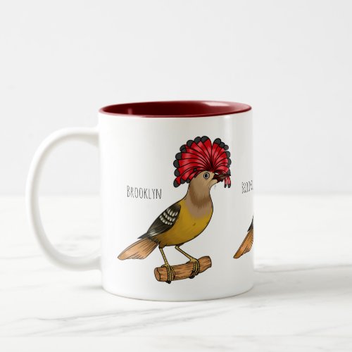 Royal flycatcher bird cartoon illustration Two_Tone coffee mug