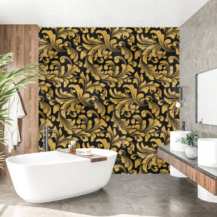 Royal French black and golden Floral Wallpaper