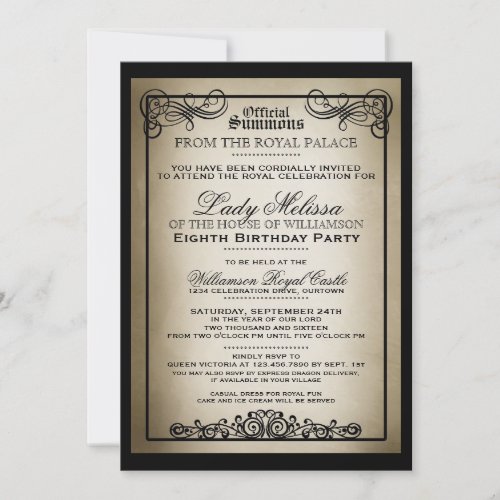 Royal Gala Birthday Party Invitations