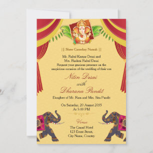 Royal Ganesha Indian Hindu Wedding Invitation