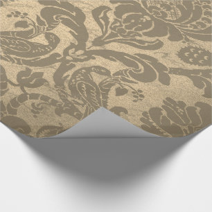 Royal Garden Damask Sepia Gold Ivory Vintage Wrapping Paper