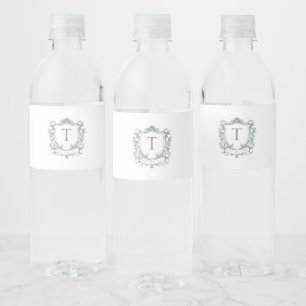Royal Garden Monogram Crest Water Bottle Label