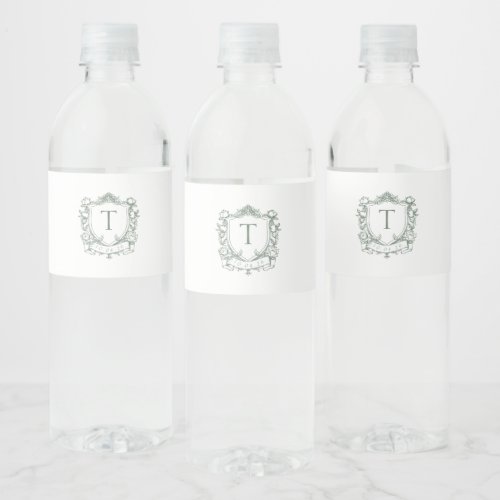 Royal Garden Monogram Crest  Water Bottle Label