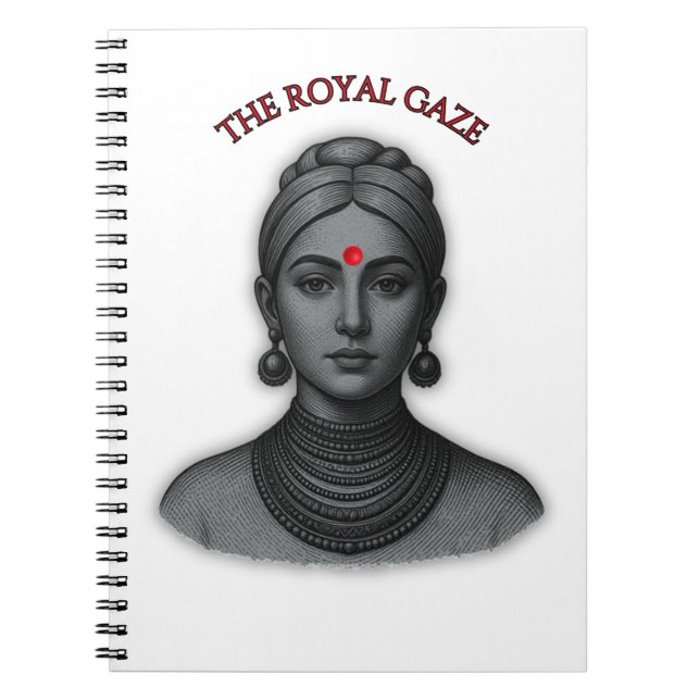 Royal Gaze Indian Queen Minimalist Bold Line Art Notebook (Front)
