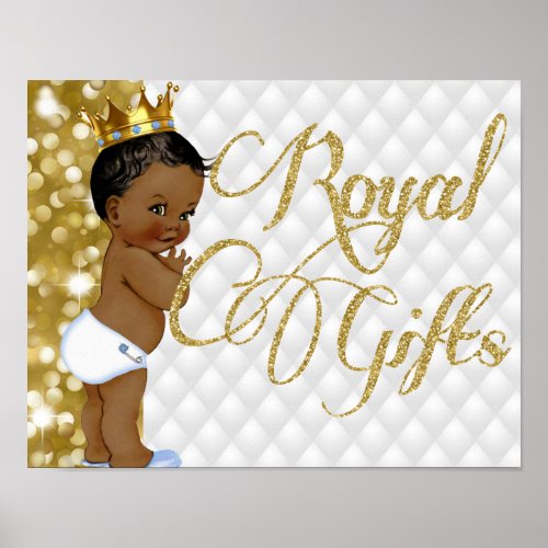 Royal Gifts African Prince WhiteGold Glitter Poster