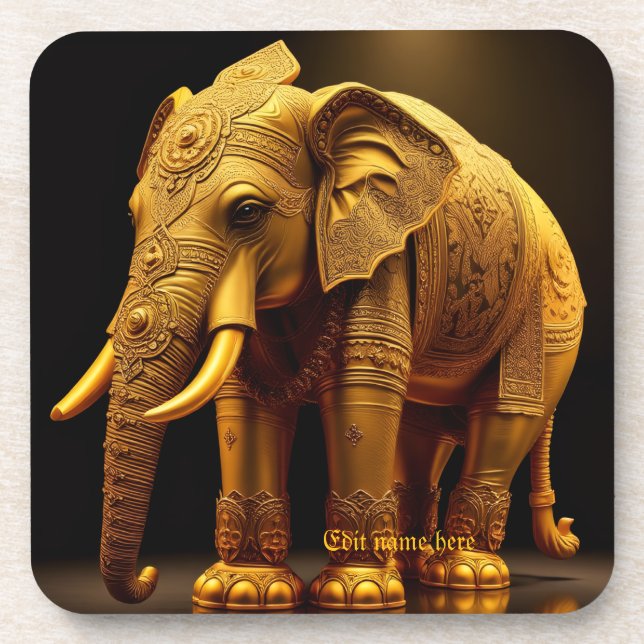 Royal Gilded Elephant Beverage Coaster (Front)