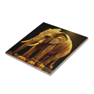 Royal Gilded Elephant Ceramic Tile
