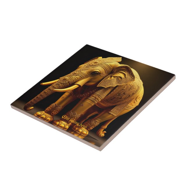 Royal Gilded Elephant Ceramic Tile (Side)