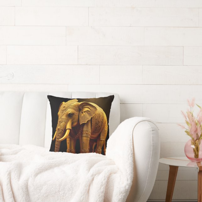 Royal Gilded Elephant Throw Pillow (Couch)