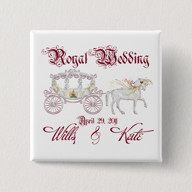 Royal Glass Coach Commemorate the Royal Wedding Pinback Button (Front)