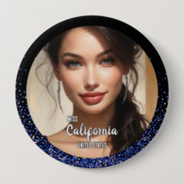 Royal Glitter Glitz Pageant Photo Button Pin