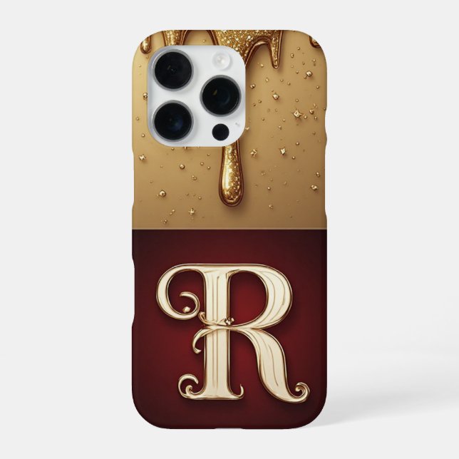 💎 Royal Glitter R Monogram Dripping  Sparkle iPhone Case (Back)