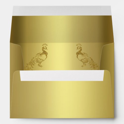 Royal Gold Abstract Peacock Custom Return Address Envelope