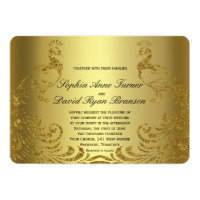 Royal Gold Abstract Peacock Wedding Invitation