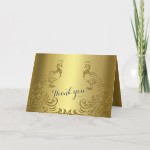 Royal Gold Abstract Peacock Wedding THANK YOU