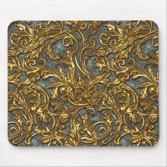 Royal Gold and Cyan Ornate Celtic Damask