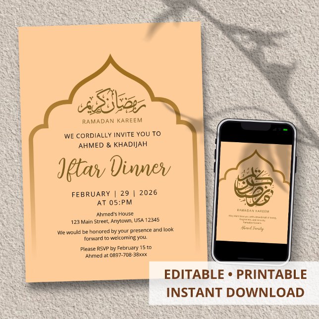 Royal Gold Arch Ramadan Iftar Dinner Invitation (Creator Uploaded)