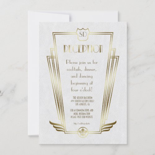 Royal Gold Art Deco Monogram Wedding Reception Invitation