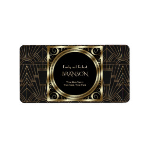 Royal Gold Black Art Deco 20s Wedding Label