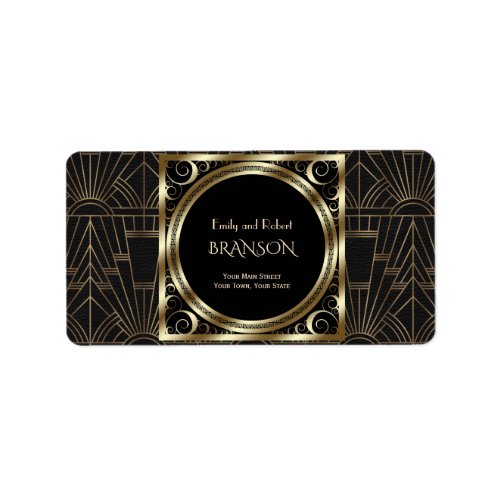 Royal Gold Black Art Deco 20s Wedding Label