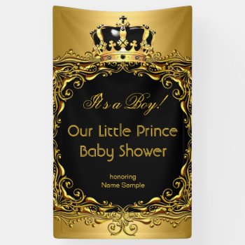 Royal Gold Black Crown Baby Shower Boy 2 Banner by VintageBabyShop at Zazzle