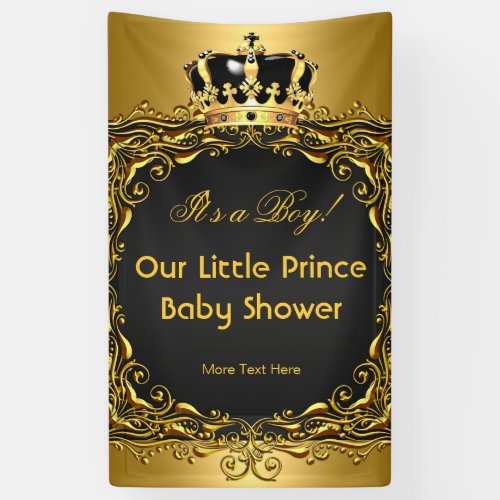 Royal Gold Black Crown Baby Shower Boy Banner