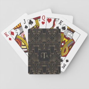 Royal Gold Black Great 20s Monogram Playing Cards