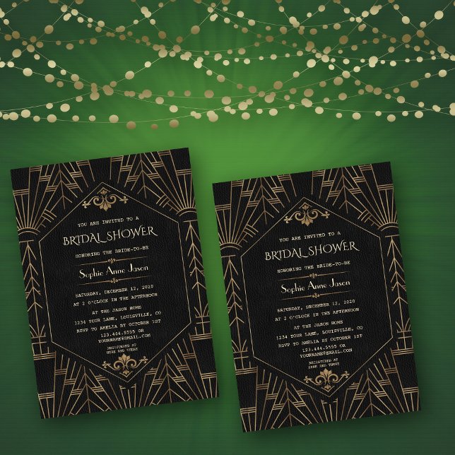 Royal Gold Black Great Gatsby 1920s  Bridal Shower Invitation (Creator Uploaded)