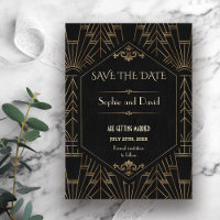 Royal Gold Black Great Gatsby 1920s Save The Date