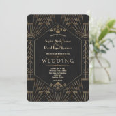 Royal Gold Black Great Gatsby 1920s Wedding Invitation (Standing Front)