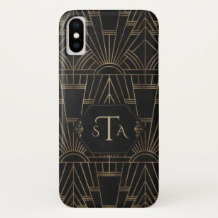 Royal Gold Black Great Gatsby 20s Style Monogram iPhone X Case