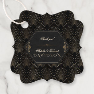 Royal Gold Black Great Gatsby Art Deco Wedding Favor Tags