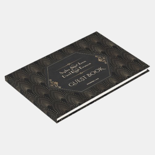 Royal Gold Black Great Gatsby Art Deco Wedding Guest Book