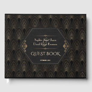 Royal Gold Black Great Gatsby Art Deco Wedding Guest Book