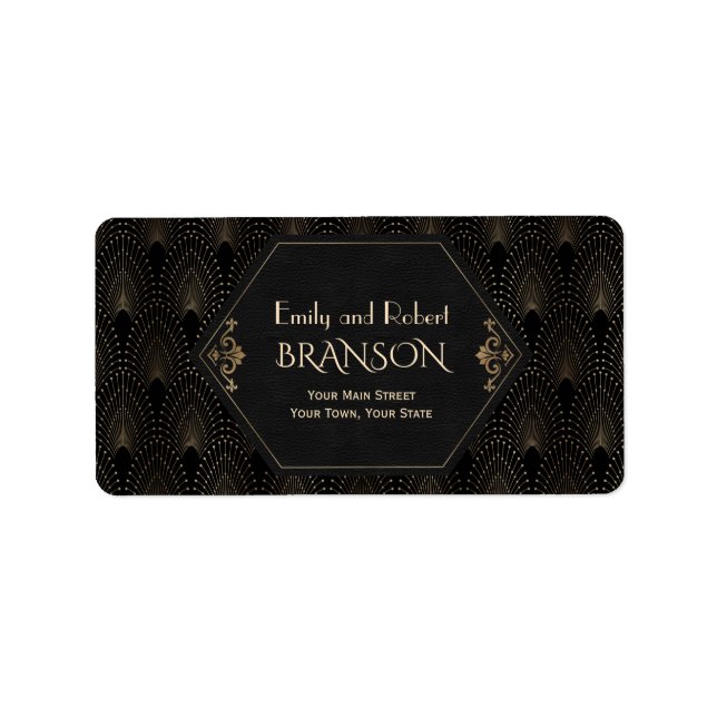 Royal Gold Black Great Gatsby Art Deco Wedding Label (Front)