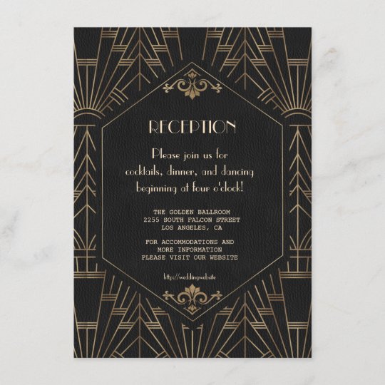 Royal Gold Black Great Gatsby Wedding Reception Enclosure Card