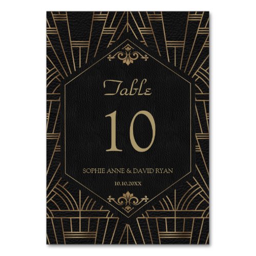 Royal Gold Black Great Gatsby Wedding Table Number