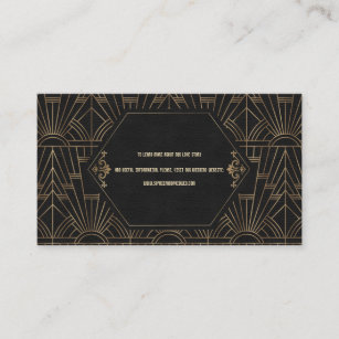 Royal Gold Black Great Gatsby Wedding Website Business Card