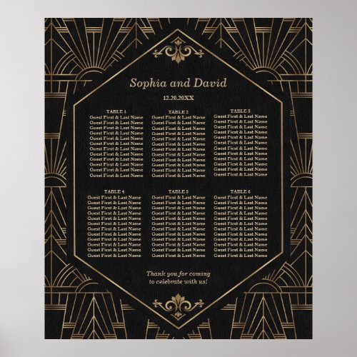 Royal Gold Black Great Gatsby Wedding Welcome Sign