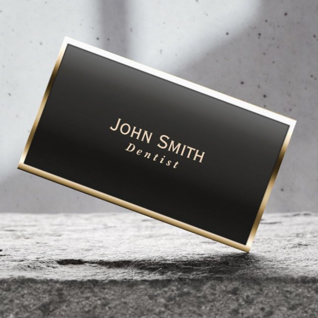Royal Gold Border Dentist Business Card (Creator Uploaded)