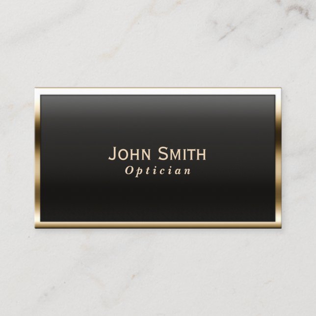 Royal Gold Border Optician Business Card (Front)