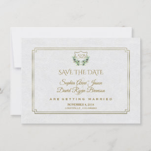 Royal Gold Crest Lush Greenery Save The Date