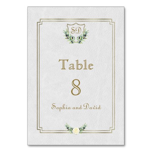 Royal Gold Crest Lush Greenery Table Number