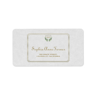 Royal Gold Crest Lush Greenery Wedding Label